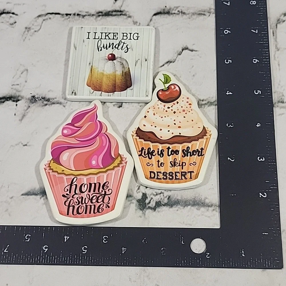 Cupcake Fridge Magnets Funny Lot Of 3 Like Big‎ Bundts Life Is Short Home Sweet